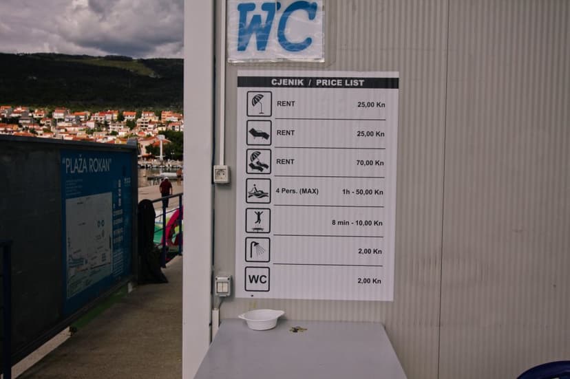 Ceník služeb na pláži
